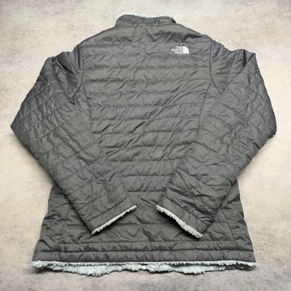 The North Face Reversible Mossbud Swirl Girls XL 18 Grey Mint Puffer Jacket